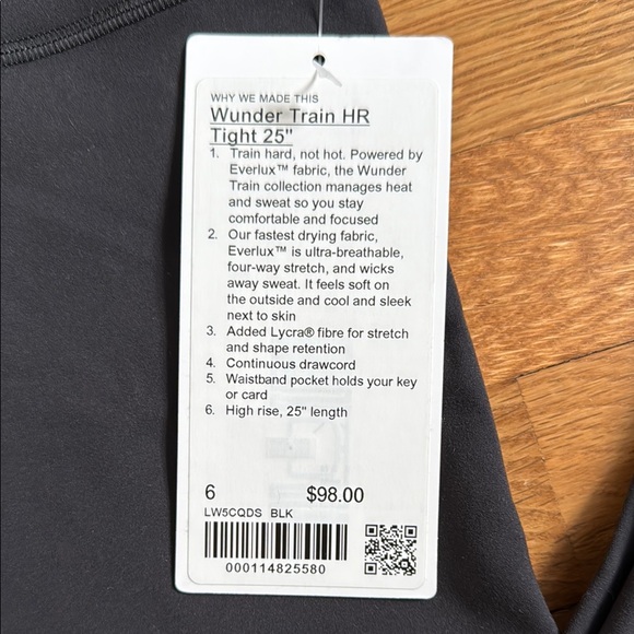Lululemon Wunder Train High Rise Tight 25” Black Size 6 - Picture 2 of 6
